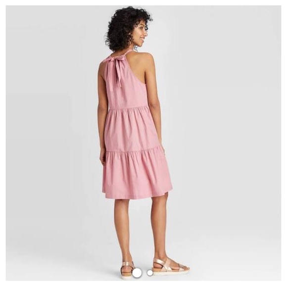 A New Day Pink Tiered Halter Dress Sundress  Summer Small MWT - Picture 11 of 12